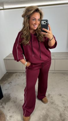 CVV Pants with stripe Bordeauxrood