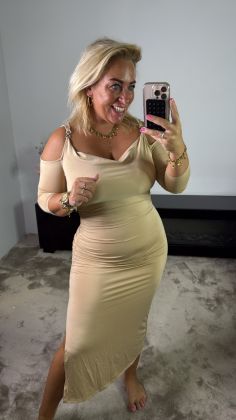 xtra stretch jurk 8577 Beige