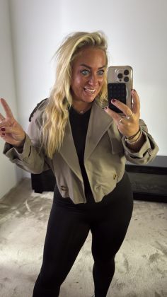 cropped trenchcoat 25028 Grijs