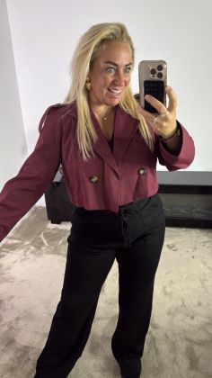 cropped trenchcoat 5904 Bordeauxrood