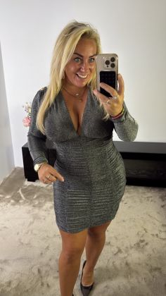 kerstjurk stretch hs8902 Zilver