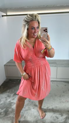 Glitter magic jurk  Koraal