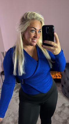 Glitter top 89119 one size Koningsblauw