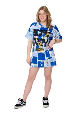 oversized top onesize 33055 Blauw