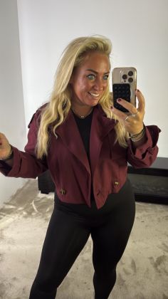 cropped trenchcoat 25028 Bordeauxrood