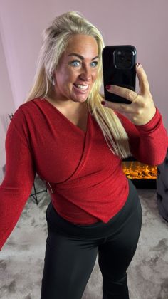 Glitter top 89119 one size Rood