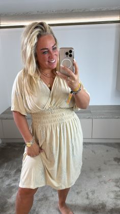 Glitter magic jurk  Beige