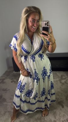 Viscose beach dress a183 Marineblauw