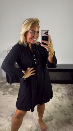 Dress italie 12230036 (LINNEN&VISCOSE) Zwart