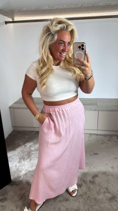 Lente rok viscose Roze