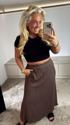 Lente rok viscose Bruin