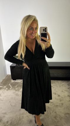 kerstjurk pareltje stretch hs8910 Zwart