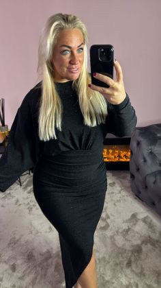jurk 8860 sparkle Zwart