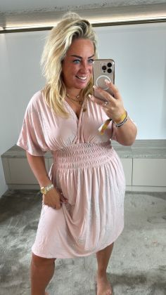 Glitter magic jurk  Lichtroze