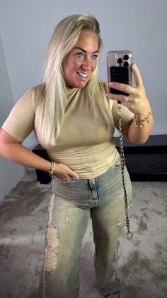 Classy mommy zomer top xtra stretch Beige