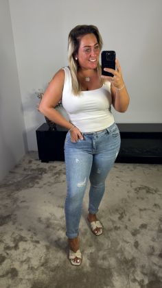 Mommy Jeans slim hm5319-1 Blauw