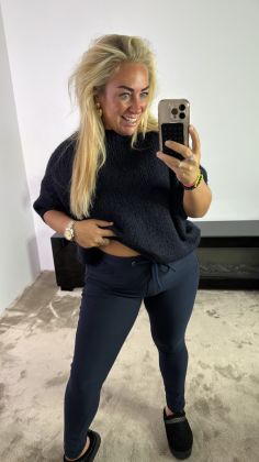 mommy travel broek met koort 6002 Marineblauw