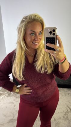 extra cozy trui aw-626 Bordeauxrood