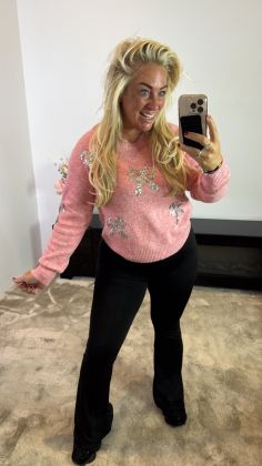 Extra teddy glamour trui Roze