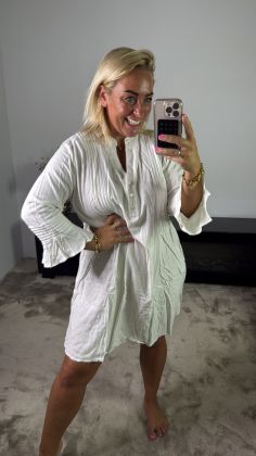 Dress italie 12230036 (LINNEN&VISCOSE) Wit