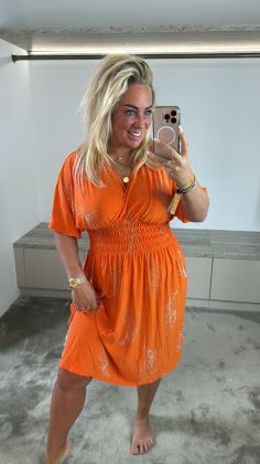 Glitter magic jurk  Oranje