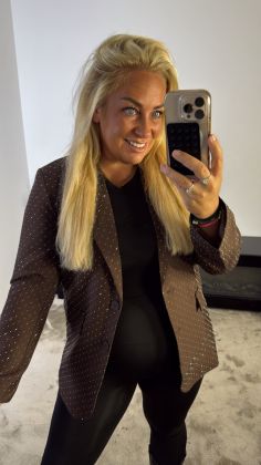 Glitter oversized colbert 08736 Bruin