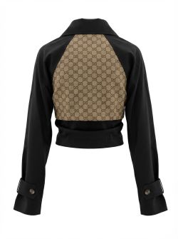 cropped trenchcoat a-9892 Zwart