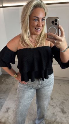 Vlinder top 10689 Zwart