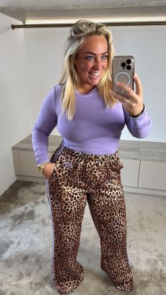 CVV Leopard pants with stripe Paars