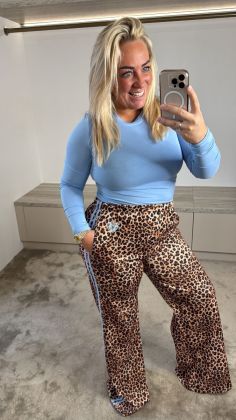 CVV Leopard pants with stripe Blauw