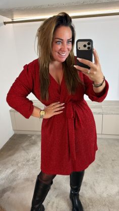 Glitter dress 6057 Bordeauxrood