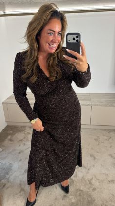Glitter dress 6047 Bruin
