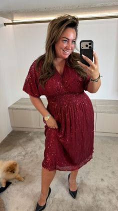 glitter dress 1955 Bordeauxrood