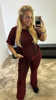 Sparkle mega stretch set Bordeauxrood