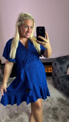 glitter dress 24062 dk Blauw