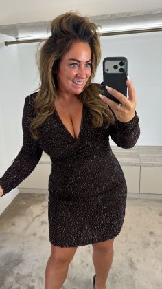 Glitter dress 6051 Bruin
