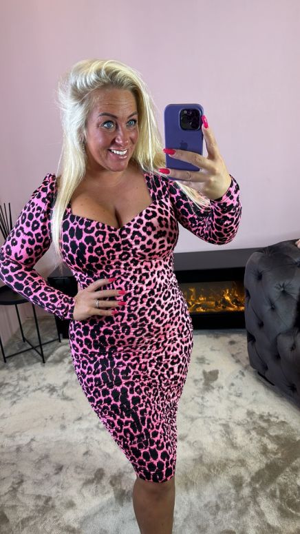 mommy dress 8178 leopard fuxia